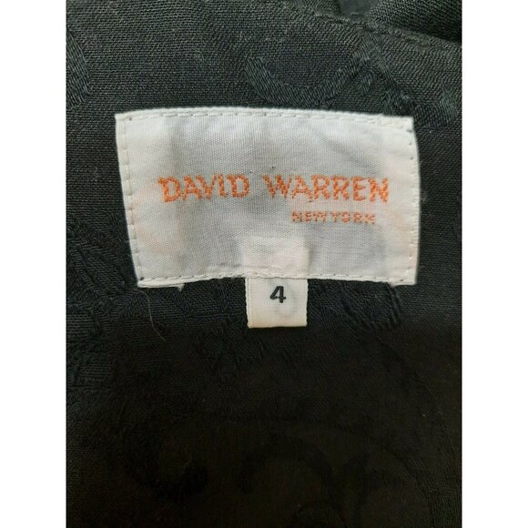 Vintage 80s David Warren Black Jaquard Long Sleeve Dress Size S Midi Sheath - Picture 11 of 12